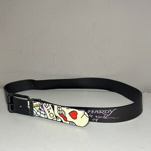 Ed Hardy Y2K Black Belt with Colorful Skull Art